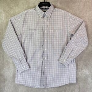Wrangler George Strait Shirt Men Large Purple Plaid Western Button Down Cowboy